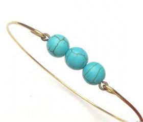 Brass Green Turquoise Bracelet