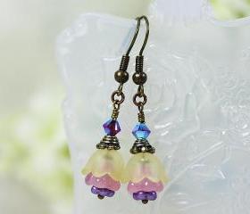 Petite Yellow Lucite Flower Earrings 