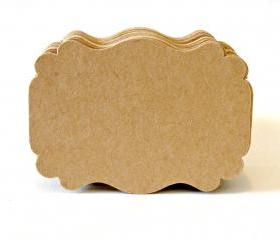 Kraft fancy label top note die-cuts Embellishment DIY projects Any occasion 2 Dozen