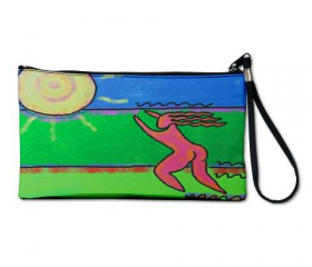 Clutch Purse Wristlet Printed with My Funky Abstract Digital Painting