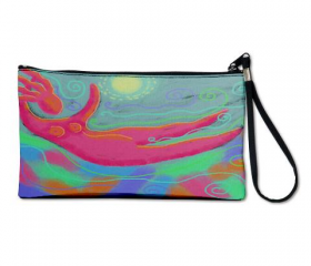 Clutch Purse Wristlet Handbag Printed with My Funky Abstract Digital Painting 