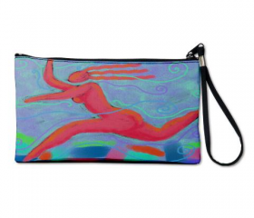Clutch Purse Wristlet Handbag Printed with My Funky Abstract Digital Painting 