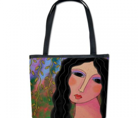 Handbag Shoulder Bag Purse Printed with My Abstract Digital Portrait of a Woman
