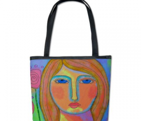 Handbag Shoulder Bag Purse Printed with My Lovely Abstract Digital Painting of a Woman