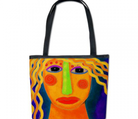 Handbag Shoulder Bag Purse Printed with My Funky Abstract Digital Painting of a Woman