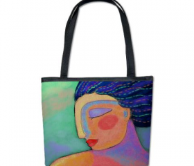 Handbag Shoulder Bag Purse Printed with My Funky Abstract Digital Painting of a Woman