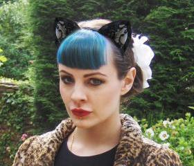 Black Lace Cat Ears Headband.