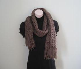 Crochet Scarf for men and women - Unisex - Taupe heather (SC7/SC7M)