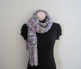 Knit Extra Long Scarf, Cowl, Neckwarmer - fresh lilac (SC8)