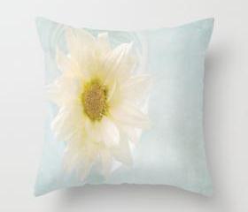 Textured White Flower Throw Pillow