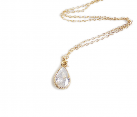 Gold Framed Crystal Necklace Pendant - Crystal Pendant - Gold - Gigi 