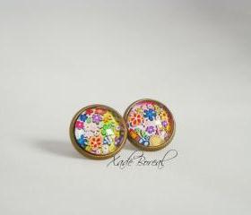 little garden antique brass post earrings