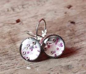 Steampunk style earrings with vintage watch parts