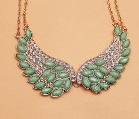 Angel wings set auger necklace, beadwork necklace, bubble necklace, bib bubble necklace, bridesmaid gifts, bubble necklace