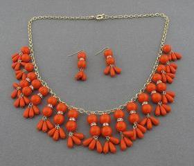 nacarat necklace, beadwork necklace, bubble necklace, bib bubble necklace, bridesmaid gifts, bubble necklace