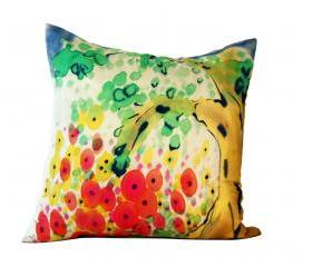 Silk Pillow - Yellow Tree