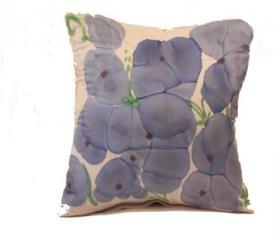 Silk Pillow - Blue Flowers