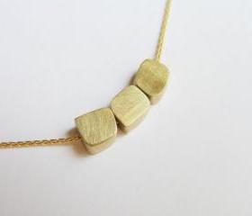 Delicate 14k Gold Necklace, Gold Cube Beads Pendants, Solid Gold Necklace