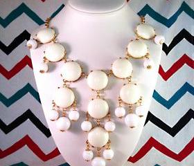 J-CREW Inspired Bubble Bib Statement Necklace in White - Ships from USA!