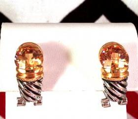 David Yurman Inspired Cable Twist Citrine Earrings
