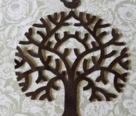 Applique Tree on felt with a little bird 9 inch hight