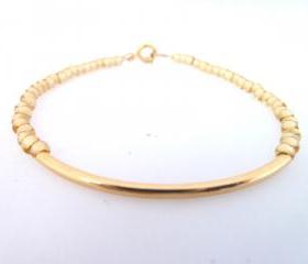  Gold Bar bracelet, 22k gold plated bar beaded bracelet, Matte God seed beaded bracelet with a 22k gold plated curved bar