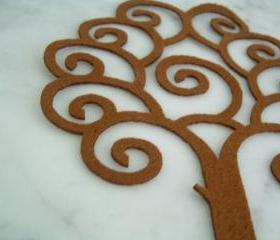 Curly brown tree on Felt