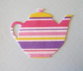 Teapot applique - print felt - 5.5 inches