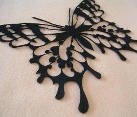 Huge butterfly on black felt (Felt art)
