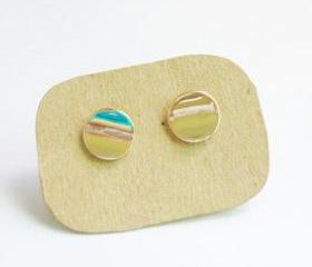 SALE - The Disk Rose Gold Stud Earrings - Gift under 10