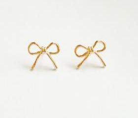 The Bow Rose Gold Stud Earrings - Gift under 15