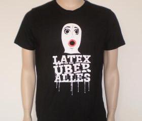 Latex rubber mask tshirt white doll with red lips