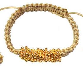 Macrame beaded rondelle gold Bracelet