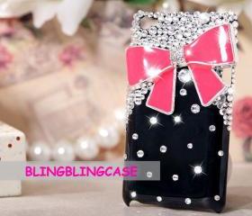 iPod Touch 4 Case, Black case Red Bow iPod Touch 4 Case, Cute iPod Touch 4th Case, Crystal Bling iPod Touch 4 case, iPod Touch 4 gen case