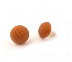 Orange Button Earrings , Synthetic button jewelry, Honey Orange Earrings, under 10