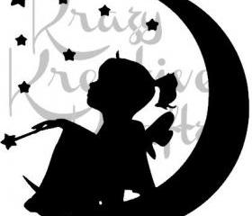 Girl on moon decal