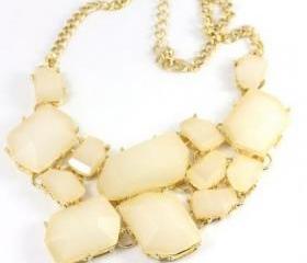 white-Colors Choose Chunky Chain Resin Geometry Drop Golden Choker Bib Necklace