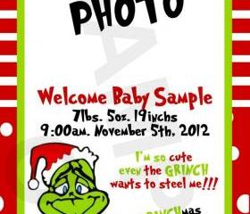 The Grinch Photo Birth Announcement 
