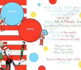 Thing 1 and Thing 2 Birthday Invitation ( Digital File ) 