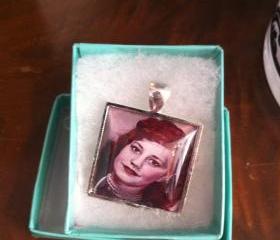 Memorial Wedding Bouquet Charm Square Charm with Baby Blue Gift Box