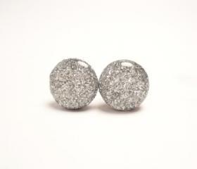 SHELLY - Silver Glitter Earrings
