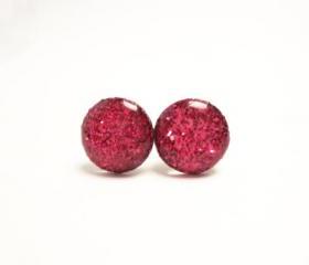 LILAH - Hot Pink Glitter Earrings