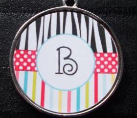 Striped Zebra Initial Pet ID Tag