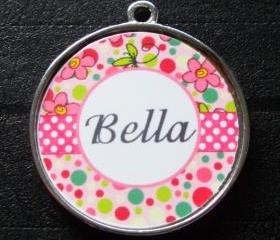 Pink Bubblegum Dot Pet ID Tag w/ Pet's Name