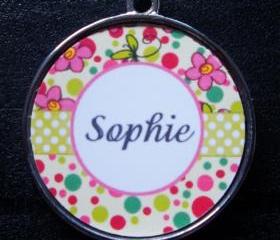 Light Green Bubblegum Dot Pet ID Tag w/ Pet's Name