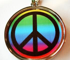 Rainbow Peace Pet ID Tag