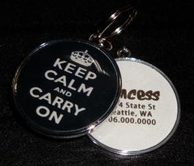 Keep Calm & Carry On Pet ID Tag