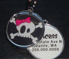 Girly Skull Pet ID Tag