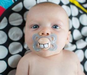 Cute Buck Teeth - Custom Hand Painted Pacifier 0 to 6 Month BLUE
