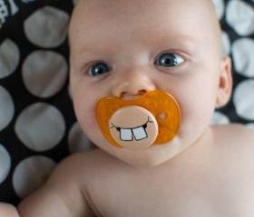 Cute Buck Teeth - Custom Hand Painted Pacifier NUK Style ORANGE